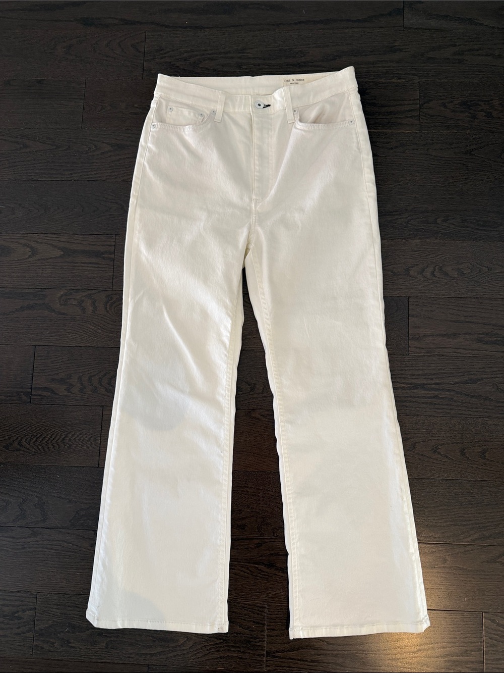 Rag&Bone white Casey high rise ankle flare size 29